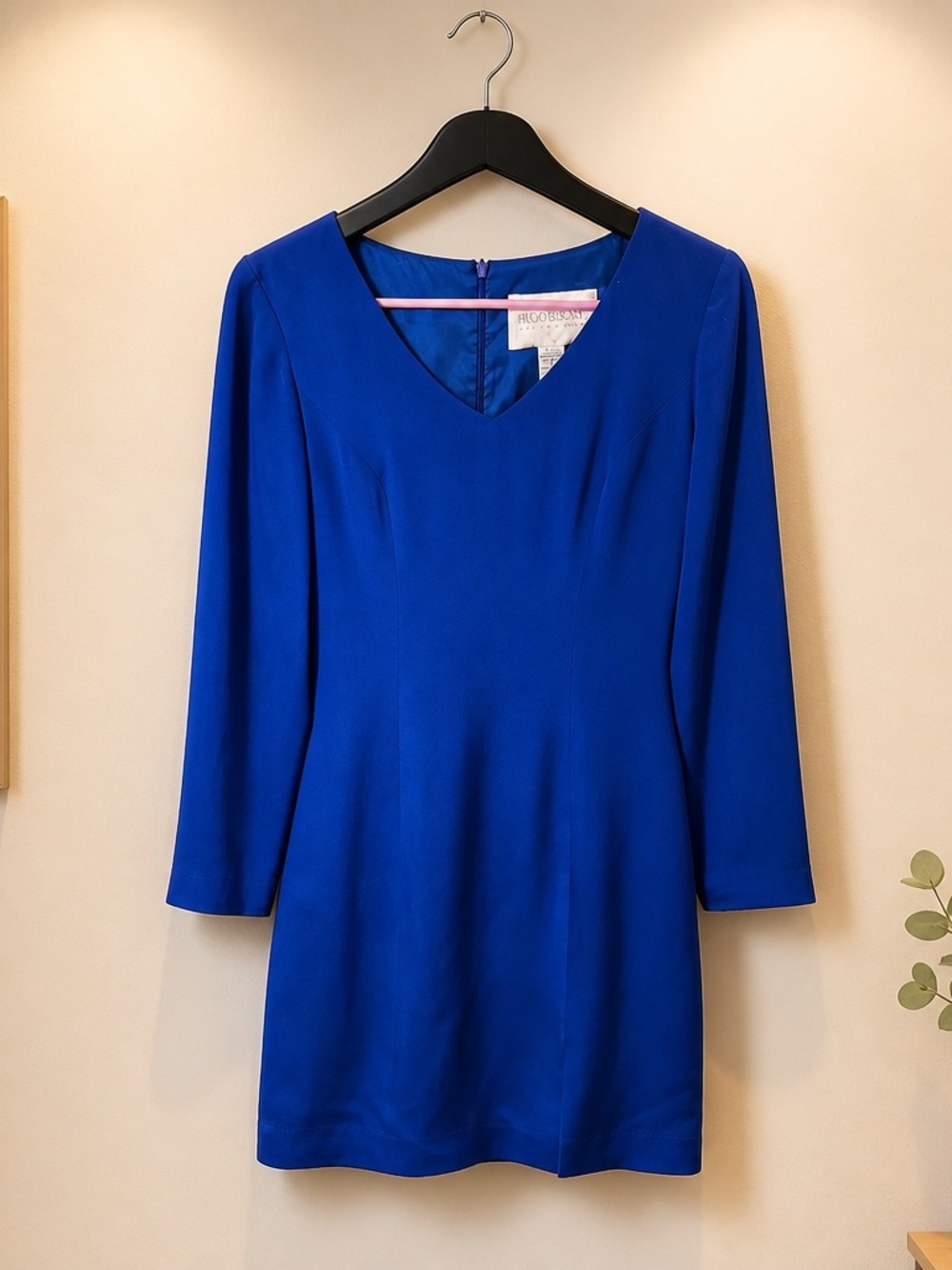 Hugo Buscati Royal Blue V-Neck Long Sleeve Dress